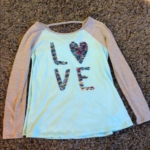 Flip- sequin ‘love’ shirt- Justice